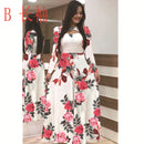 Frauen Kurzarm Aushöhlen O-Ausschnitt Langes Kleid Sommer Elegantes Blumenmuster Hohe Taille Elastische Elegante Boho Robe Maxi Vestidos