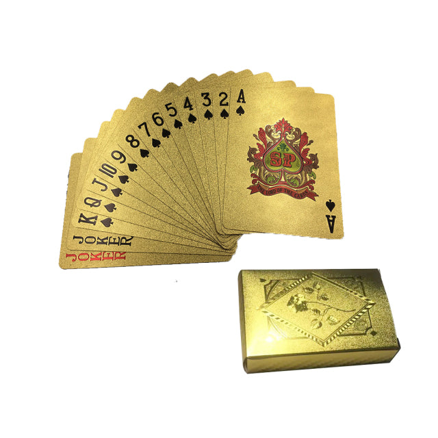 Juego de cartas de póquer de oro de 24k, juego de póquer de hojas doradas, juego de póquer de plástico mágico impermeable, colección de regalos de agua mágica