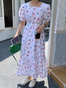 CMAZ 2021 Mode Sommer Maxi Kleid frauen Gedruckt Sommerkleid Casual Kurzarm Vestidos Weibliche Hohe Taille Robe Femme 58051 #