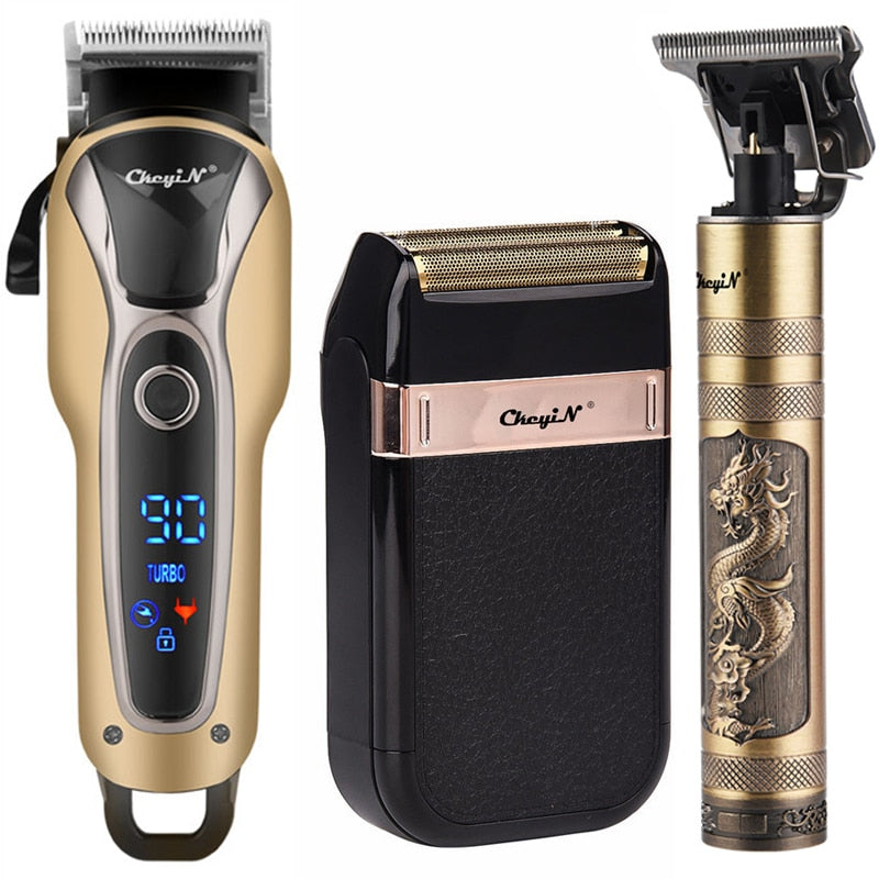 Professional Barber Hair Clipper Rechargeable Electric T-Outliner Finish Cutting Machine Beard Trimmer Shaver Cordless Corded