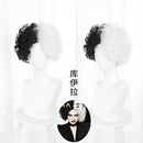 Cruella De Vil Kuila Half Black Half A Hundred Small Short Curly Cos Peluca Gorros para hacer pelucas Danganronpa