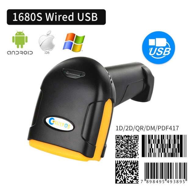1D &amp; 2D Supermarkt Handhel Barcode Barcode Scanner Reader QR PDF417 Bluetooth 2.4G Wireless &amp; Wired USB-Plattform