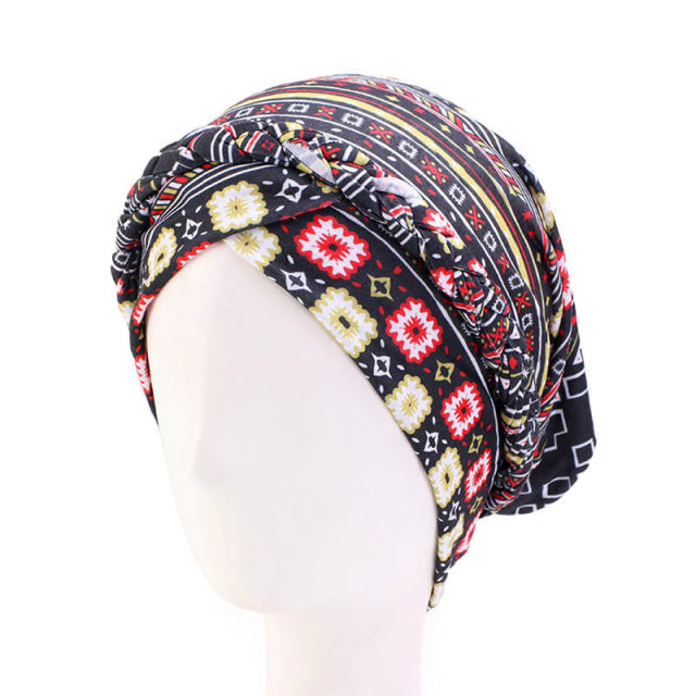 Muslimischer Turban-Schal mit Baumwolldruck für Frauen, islamische innere Hijab-Kappen, arabische Wickelkopftücher, femme musulman turbante mujer