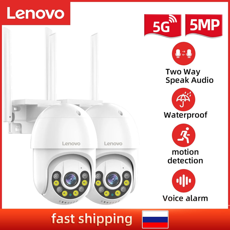 Lenovo 3MP/5MP PTZ Wifi IP Camera AI Security Camera Wireless  Audio Outdoor Waterproof IR Night Vision Video CCTV Surveillance