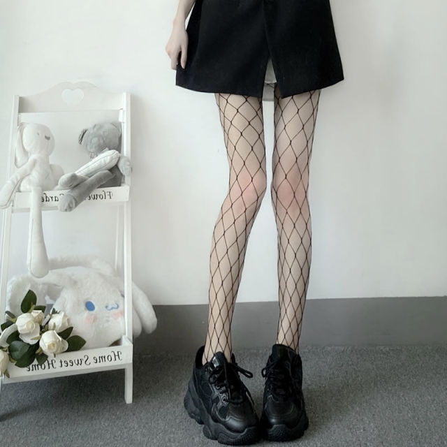 Sexy Women High waist fishnet stocking club tights panty knitting net pantyhose mesh lingerie Anime Lolita Cosplay Costumes 2021