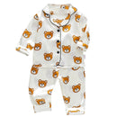 LJW Kinder-Pyjama-Set Baby-Anzug Kinderkleidung Kleinkind Jungen Mädchen Eisseidensatin Oberteile Hosen Set Home Wear Kinder-Pyjama