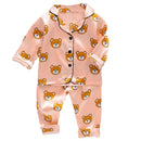 LJW Kinder-Pyjama-Set Baby-Anzug Kinderkleidung Kleinkind Jungen Mädchen Eisseidensatin Oberteile Hosen Set Home Wear Kinder-Pyjama
