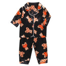 LJW Kinder-Pyjama-Set Baby-Anzug Kinderkleidung Kleinkind Jungen Mädchen Eisseidensatin Oberteile Hosen Set Home Wear Kinder-Pyjama