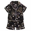 LJW Kinder-Pyjama-Set Baby-Anzug Kinderkleidung Kleinkind Jungen Mädchen Eisseidensatin Oberteile Hosen Set Home Wear Kinder-Pyjama