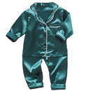 LJW Kinder-Pyjama-Set Baby-Anzug Kinderkleidung Kleinkind Jungen Mädchen Eisseidensatin Oberteile Hosen Set Home Wear Kinder-Pyjama