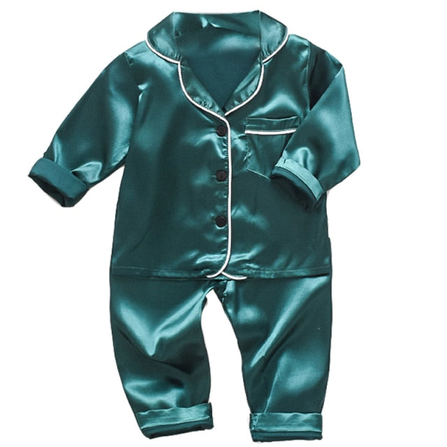 Conjunto de pijamas para niños LJW, traje de bebé, ropa para niños, niños pequeños, niñas, satén de seda helada, conjunto de pantalones, ropa para el hogar, pijamas para niños
