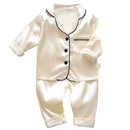 LJW Kinder-Pyjama-Set Baby-Anzug Kinderkleidung Kleinkind Jungen Mädchen Eisseidensatin Oberteile Hosen Set Home Wear Kinder-Pyjama