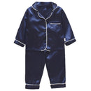 LJW Kinder-Pyjama-Set Baby-Anzug Kinderkleidung Kleinkind Jungen Mädchen Eisseidensatin Oberteile Hosen Set Home Wear Kinder-Pyjama