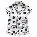 LJW Kinder-Pyjama-Set Baby-Anzug Kinderkleidung Kleinkind Jungen Mädchen Eisseidensatin Oberteile Hosen Set Home Wear Kinder-Pyjama