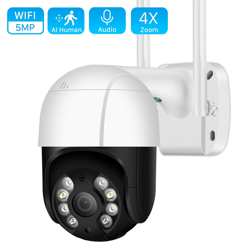 5MP HD PTZ Wifi Kamera Outdoor AI Human Detect Auto Tracking Audio WiFi PTZ Kamera 1080P Farbnachtsicht Cloud CCTV IP Kamera