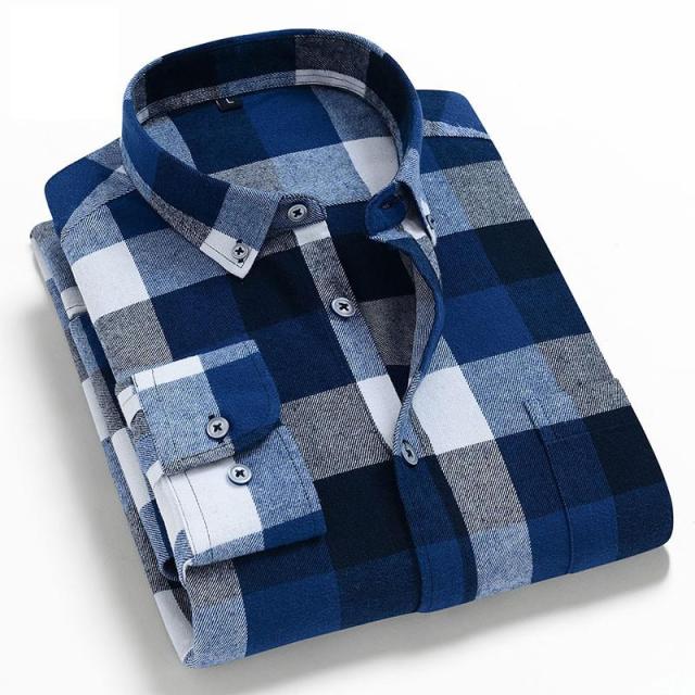 2021 Spring Autumn Plaid Shirt Men Cotton New Male Casual Long Sleeve Shirt  High Quality  Man Clothes