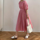 CMAZ 2021 Sommerkleid für Frauen Mode Rundhals Lange Elegante Blackless Puffärmel Koreanische Sommerkleid Weibliche Vestidos 5216 #