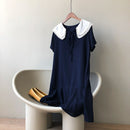 CMAZ Peter Pan Kragen Solide Sommer Pullover Kleid Lose Stil Sommer Minikleid Frauen Elegantes Kleid 2021 2021 ZH01 #