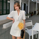 Frauen kleiden zweireihig Sommer elegante Bürodame Anzug Kurzarm Kleider 3026#