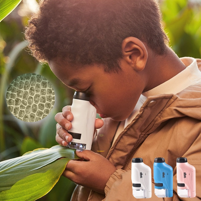 Handheld-Mikroskop-Kit Lab LED-Licht 60X-120X Home School Biological Science Lernspielzeug für Kinder Brinquedo STEM-Geschenk