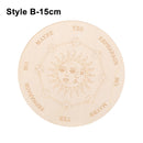 Geschnitzter Altar aus Holz, Wahrsagerei, Pendelbrett, Stern, Sonne, Mond, lasergeschnittene Scheibe, Holzsockel, Untersetzer, Wandschild, Dekoration, sechseckig, spitz