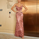 Colysmo Print Maxikleid Frauen Sexy Low Cut Wasserfallausschnitt Zurück Lace Up Sexy Kleider Seaside Party Club Wear Langes Kleid 2020 Neu