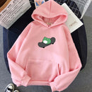 Winter Frosch Übergroßes Sweatshirt Männer und Frauen Hoodies Harajuku Warmer Pullover Kordelzug Rosa Damen Koreanischer Stil
