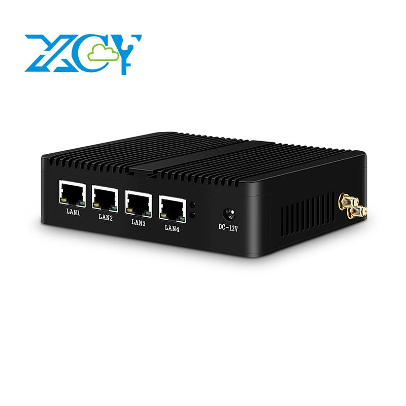 XCY Firewall Pfsense PC intel Celeron J1900 Router PC 4 Ethernet Ports Windows 10 Pro HTPC VGA Fanless Mini PC