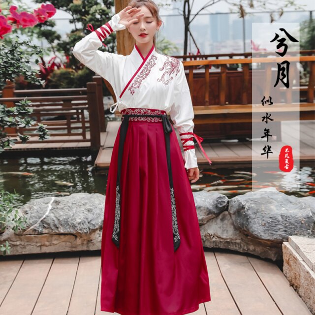 Trajes femeninos de Hanfu, estilo chino, elegante, artes marciales, ropa de actuación escénica