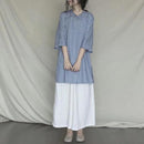 2021 estilo chino algodón y lino suelto casual diario servicio a domicilio traje qipao collar oriental bordado té arte qipao top