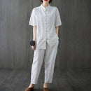 Traje hanfu de algodón y lino chino 2021 para mujer, traje retro mejorado con cuello qipao, traje de arte del té, traje oriental de yoga para el hogar, traje tang