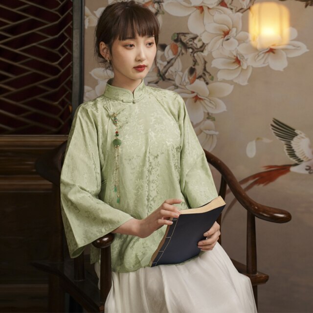 2021 algodón chino y lino cuello mandarín té arte top vintage elegante mujer multicolor manual mejorado cheongsam tops