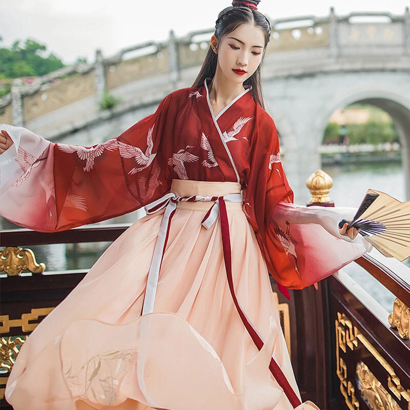 Chinesischer Stil Hanfu Frühling und Herbst Täglich erwachsene Studentinnen Trachtenstickerei frischer und eleganter Fotoanzug