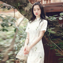 2021 Sommer New Cheongsam Daily Young Girl Retro Fresh Mid Long Modified Dress Chinese Traditional Dress Chinese Dress Modern