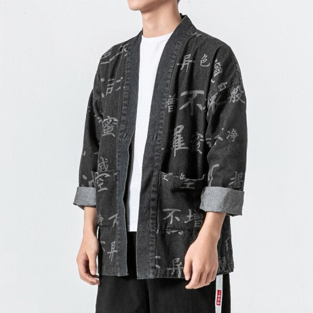 Nationaler Strickjacke-Mantel der chinesischen Art-Männer lose Mode-Oberseiten-beiläufiger japanischer Kimono Han-Tang-Anzug traditionelle chinesische Kleidung