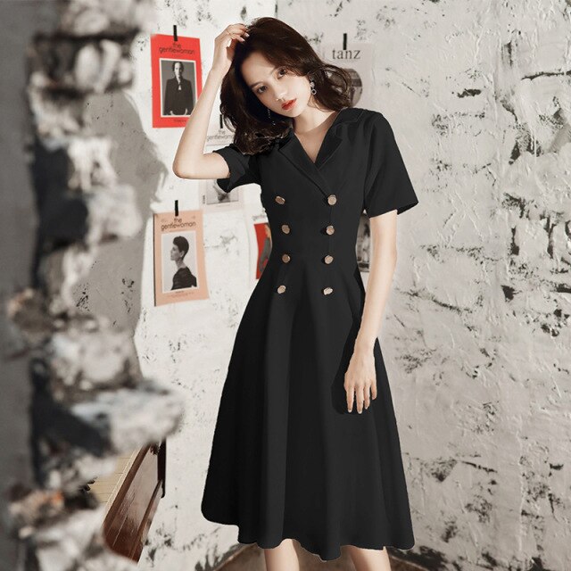 Women White Solid Retro French Temperament Slim Dress New Arrival Daily Simple Dress