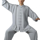 2 Teile / satz Unisex Knopfleiste Hemd Lose Einfarbig Traditionelle Chinesische Tai Chi Anzug Kung Fu Tragen