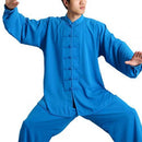 2 Teile / satz Unisex Knopfleiste Hemd Lose Einfarbig Traditionelle Chinesische Tai Chi Anzug Kung Fu Tragen