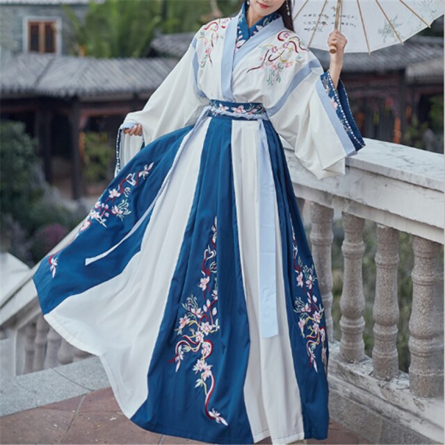 Traje de baile de tres piezas Hanfu con cuello cruzado de estilo chino, traje bordado para mujer, Hanfu