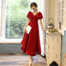 Burgund Ballkleider V-Ausschnitt Velours Party Langes Abendkleid Sexy Rückenfreie Abendkleider Robe De Soiree