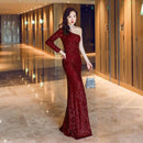 Women Elegant Evening Party Dress Sexy Front Split Off the Shoulder Mermaid Dresses Exquisite Sequins Temperament Banquet Gown