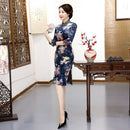 Samt-Herbst-Winter-Schlitz-Kleid-Weinlese-chinesisches traditionelles Qipao langes Cheongsam tägliche elegante reizvolle Partei китайское платье