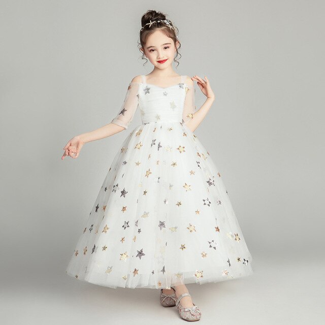 2020 niñas niños vestido de boda Formal malla larga princesa vestido de graduación fiesta para niña
