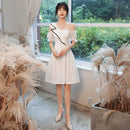 Frauen Weiß Vintage Französisch A-Linie Kleid 2020 Temperament Hepburn Stil Kleider Vestidos