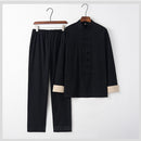 Leinen Solide Traditionellen Chinesischen Stil Tops Hosen für Männer Farbe Kung Fu Tang Anzug Neujahr Festival Herbst Freizeitjacke Kleidung