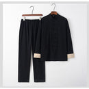 Leinen Solide Traditionellen Chinesischen Stil Tops Hosen für Männer Farbe Kung Fu Tang Anzug Neujahr Festival Herbst Freizeitjacke Kleidung