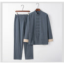 Leinen Solide Traditionellen Chinesischen Stil Tops Hosen für Männer Farbe Kung Fu Tang Anzug Neujahr Festival Herbst Freizeitjacke Kleidung