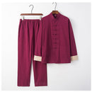 Leinen Solide Traditionellen Chinesischen Stil Tops Hosen für Männer Farbe Kung Fu Tang Anzug Neujahr Festival Herbst Freizeitjacke Kleidung