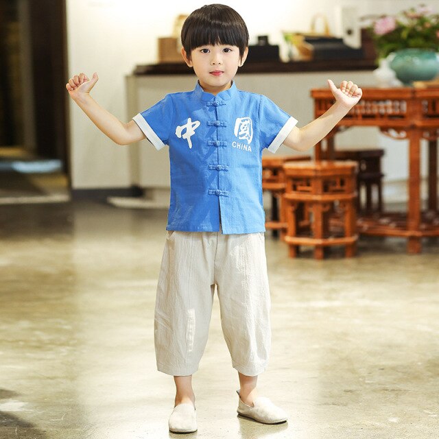 Summer Children's Hanfu, Chinese Style Tang Suit Short-sleeved Suit, Retro Chinese Style