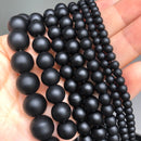 Natürliche schwarze Achate Onyx Steinperlen glatte runde lose Zwischenperlen für die Schmuckherstellung DIY Armbänder 15'' 4/6/8/10/12/14mm